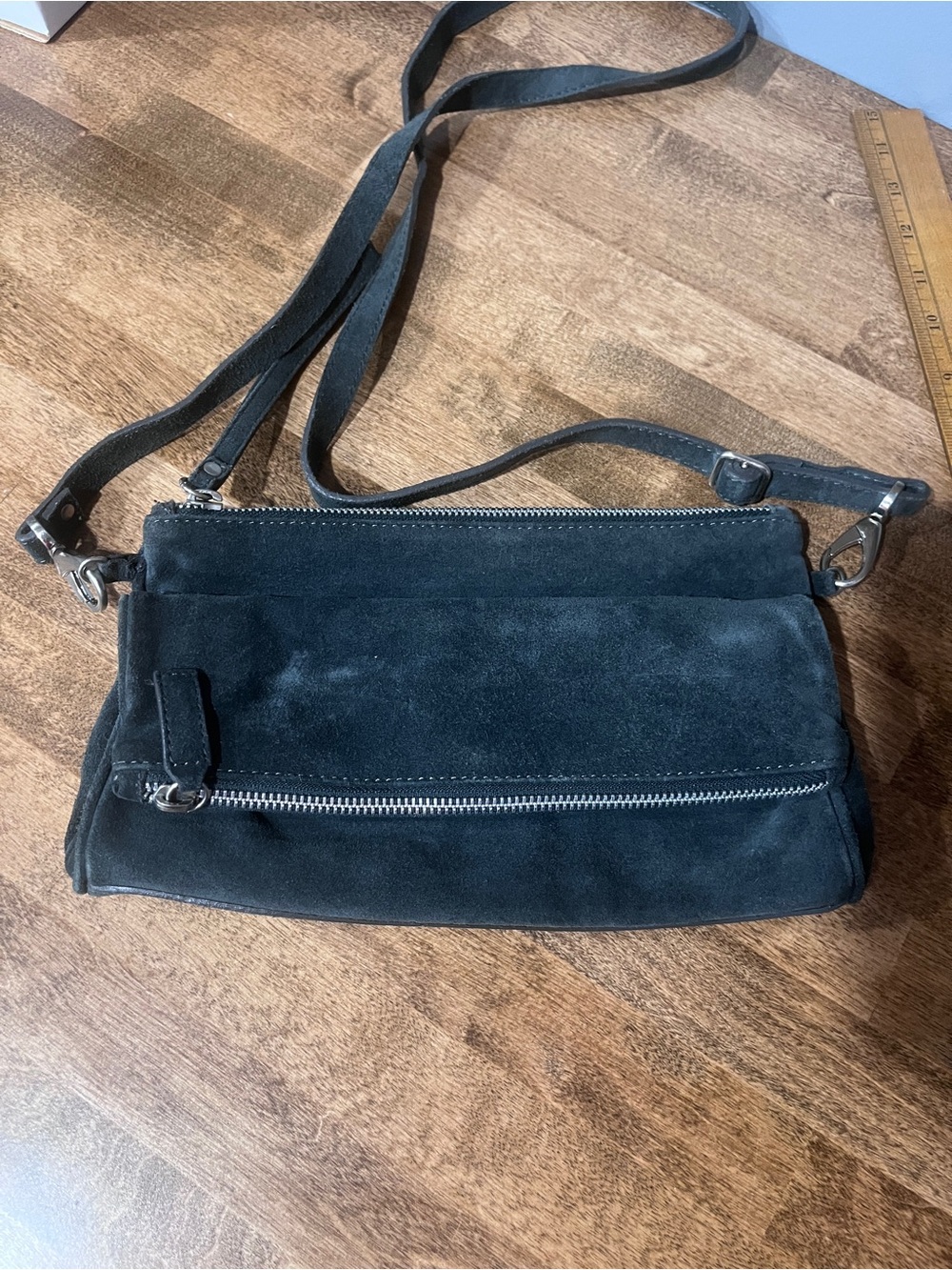 Garnet Hill Grey Leather Crossbody Bag